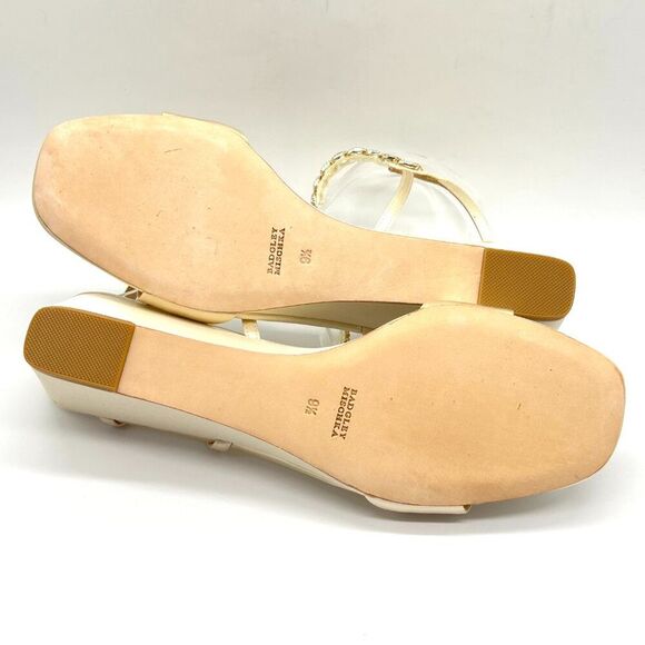Badgley Mischka Size 9.5 Ivory Satin Jeweled Wedges Dress‎ Sandals Heels Shoes - Picture 10 of 14